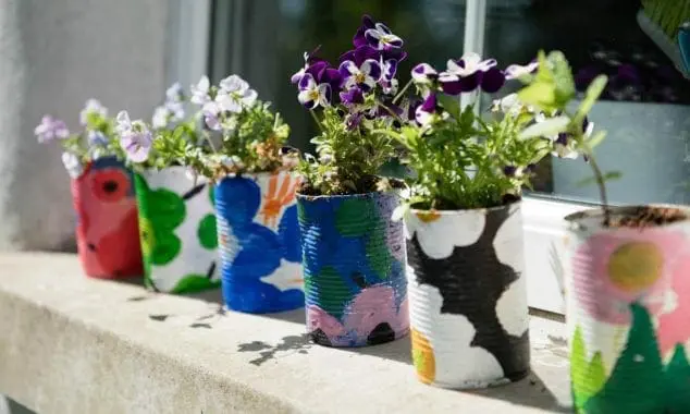 tin can flower pots