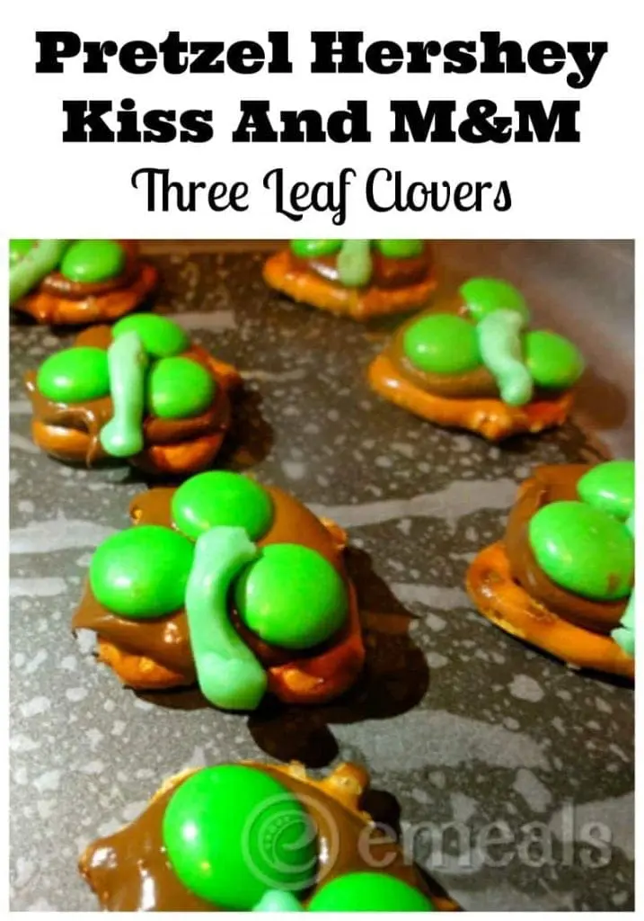 Pretzel Hershey Kiss M&M Three Leaf Clovers