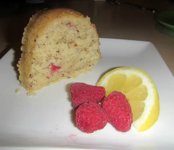 slice of lemon raspberry cake