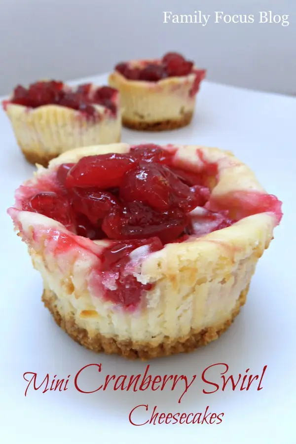 Mini Cranberry Swirl Cheesecakes