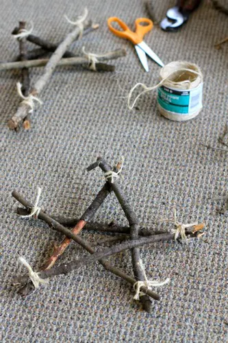 homemade star ornament from sticks