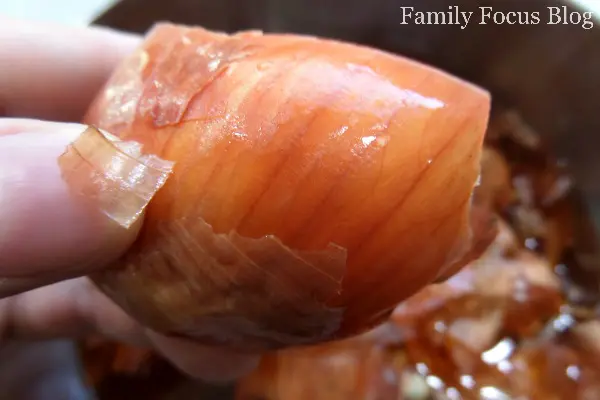 dying easter eggs with onion skins