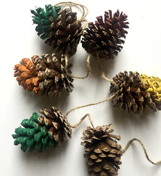 painted pine-cone-garland