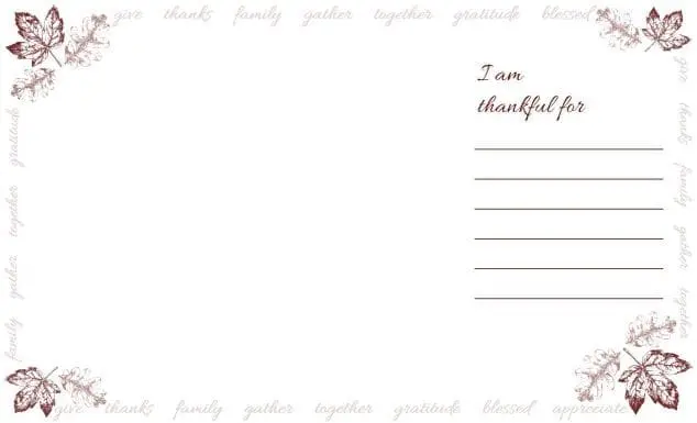 free printable thanksgiving placemats