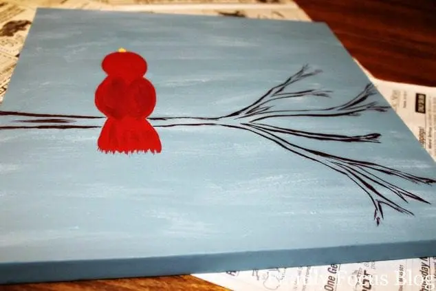 How to Paint a Cardinal on a branch