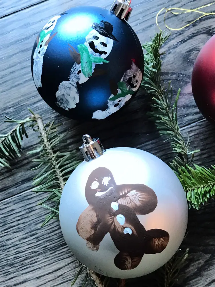 snowman fingerprint ornaments