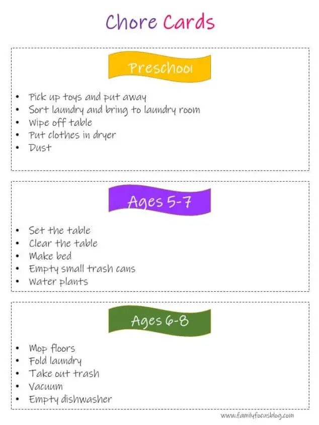 printable chore cards