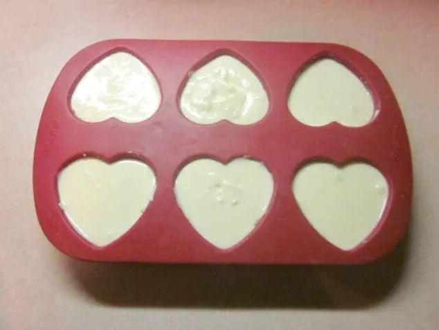 baking mold with cheesecake batter