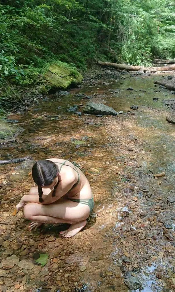 playing in the creek
