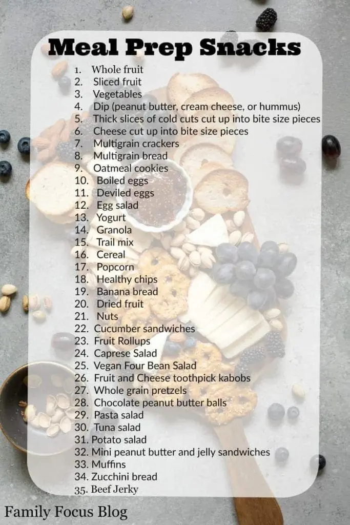 meal prep snacks printable