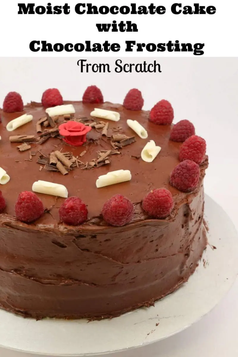moist chocolate cake and whipped chocolate frosting from scratch