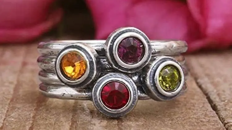Stacking Sterling Silver Birthstone Ring