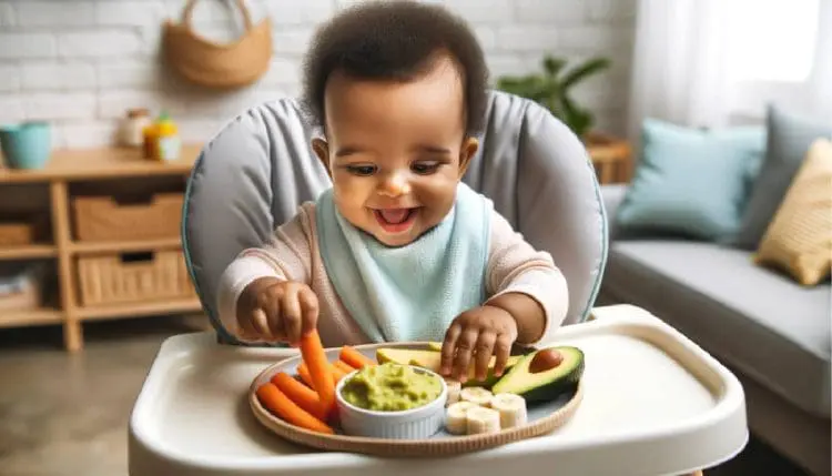 baby eating solid foods