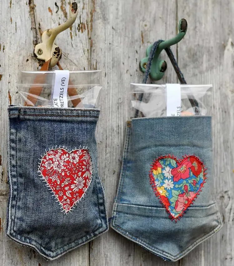 heart denim pockets