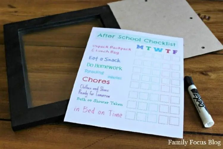 after school schedule supplies