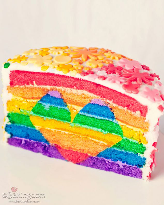 Rainbow  Heart Cake