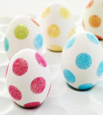 glitter dot easter eggs