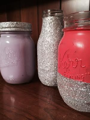painted mason jars and glitter mason jar craft