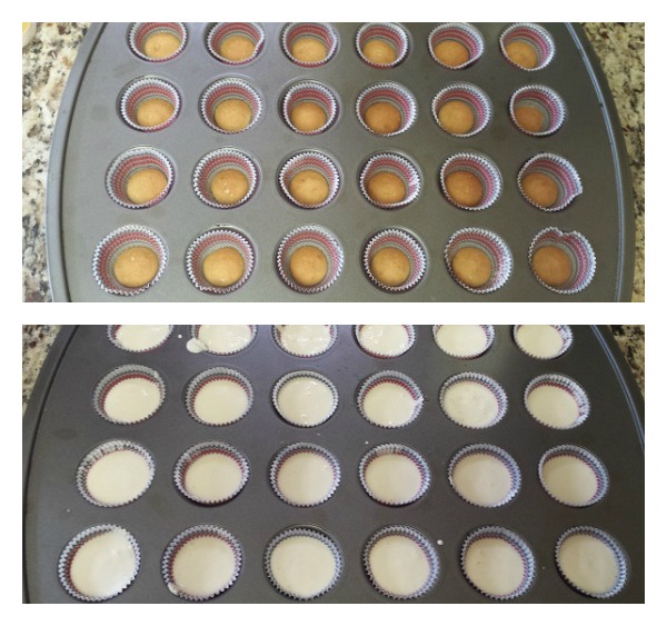 Top: Step 3 Bottom: Step 4 for the easy mini cheesecakes
