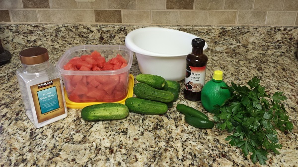 Cucumber Watermelon Salad ingredients