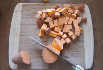 chop sweet potatoes