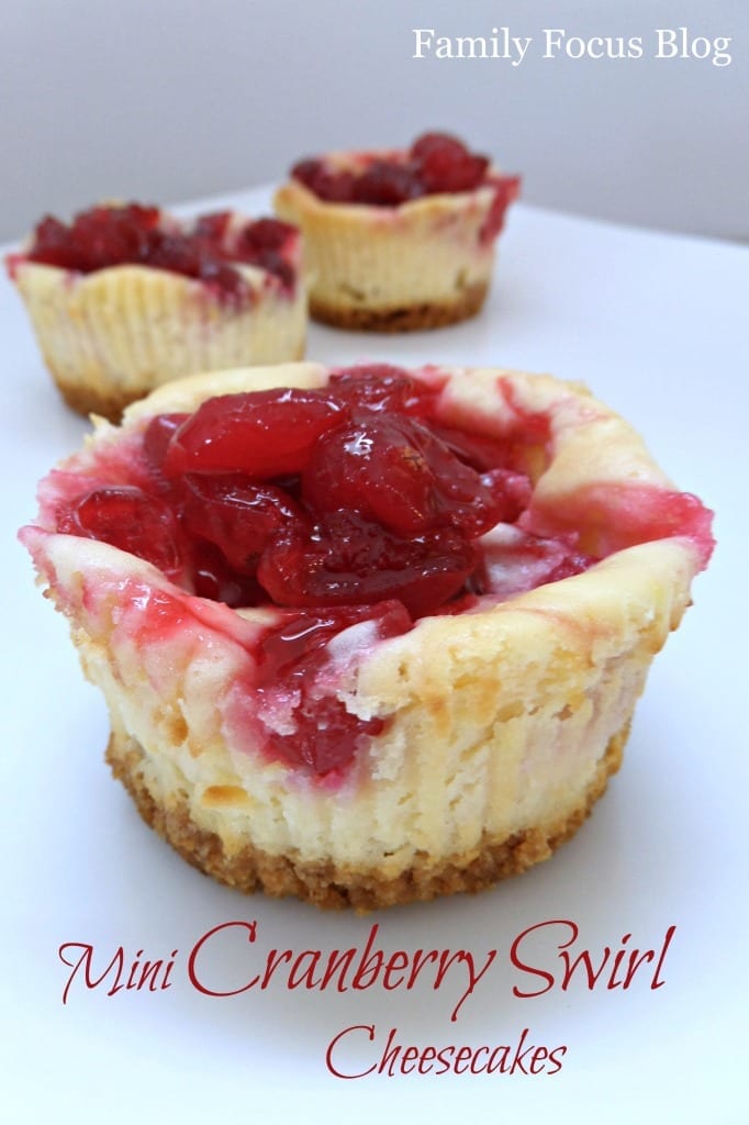 Mini Cranberry Swirl Cheesecakes 