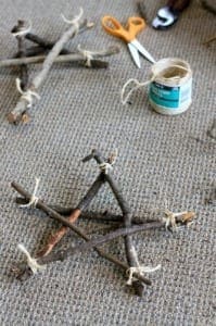homemade star ornament from sticks