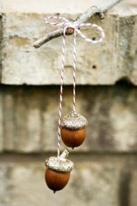 glitter acorn ornaments