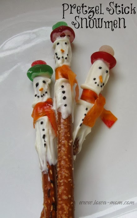 Pretzel Stick Snowmen