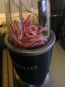 candy canes in food processor