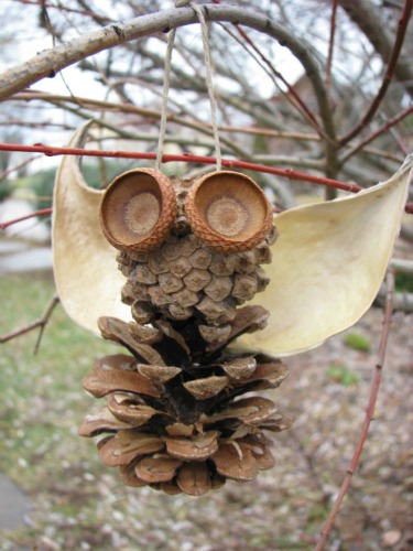 pine cone owl ornament