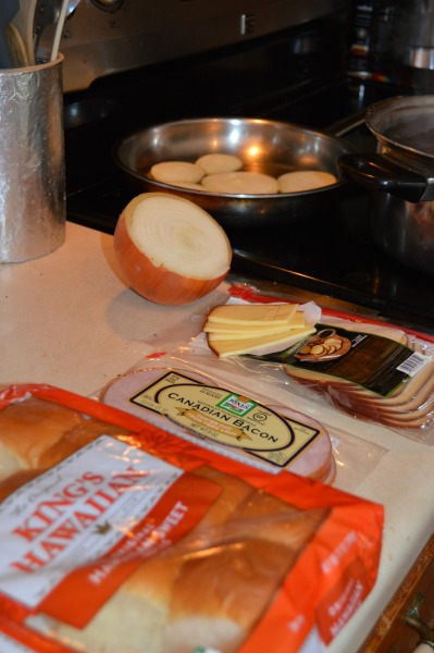 slider ingredients- onions cooking