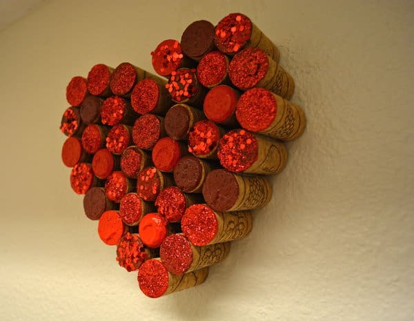 DIY wine cork decor heart wall art