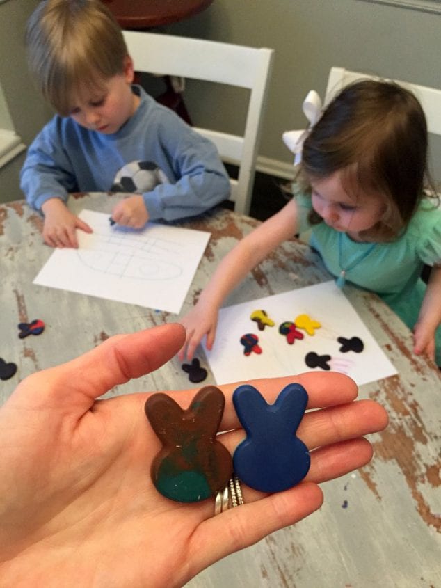 diy crayons in easter bunny shapes
