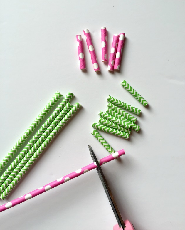 paper straws cut into beads