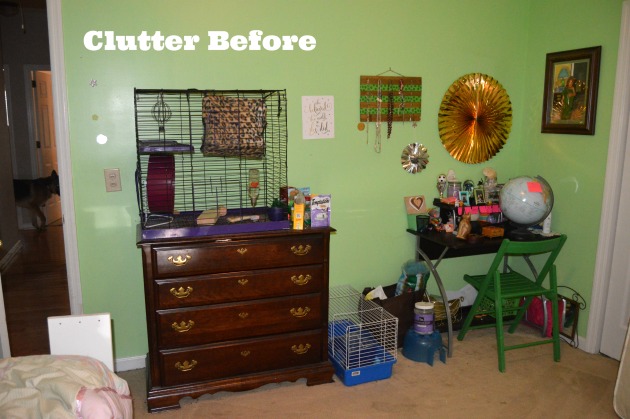 clutter before loft bed