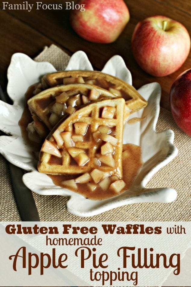 Gluten Free Waffles Recipe with Homemade Apple Pie Filling Topping