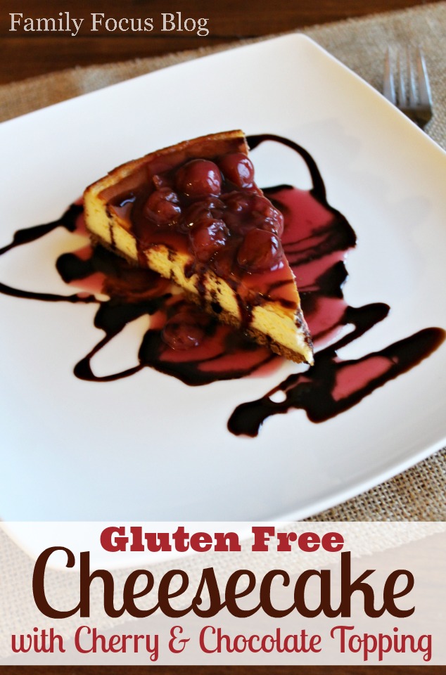Gluten Free Cheesecake with Cherry and Chocolate Topping