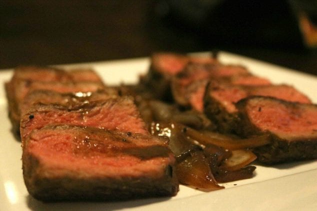 new york strip steak pan seared in cast iron skillet