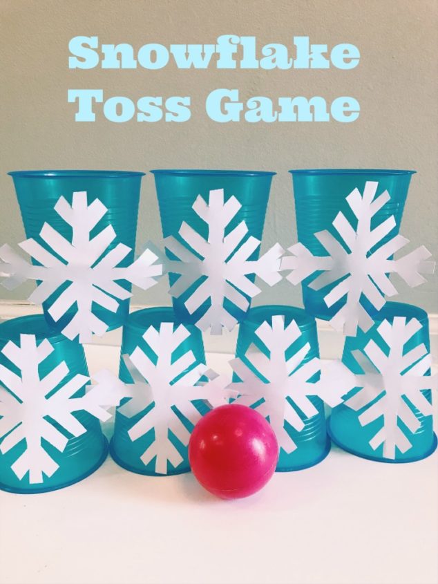 snowflake cup ball toss game