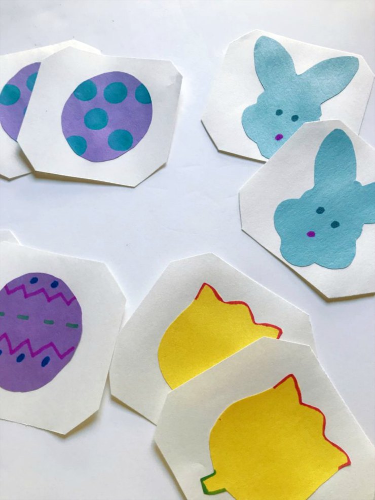 Easter craft project kids matching memory game