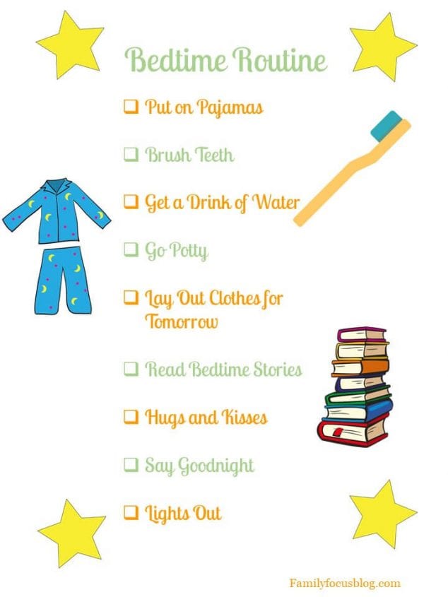 bedtime routine chart for toddlers