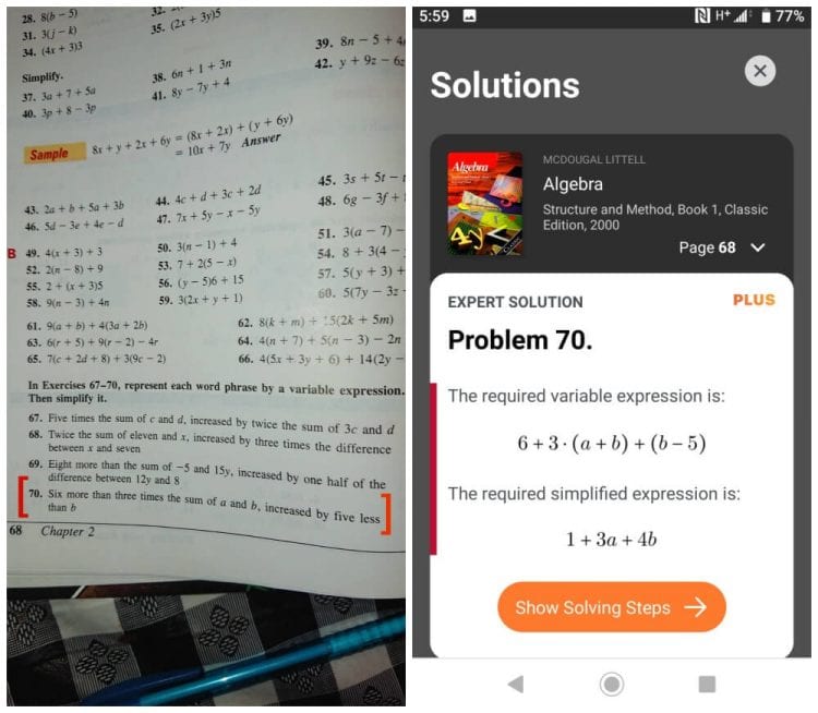 photomath app to solve word problems
