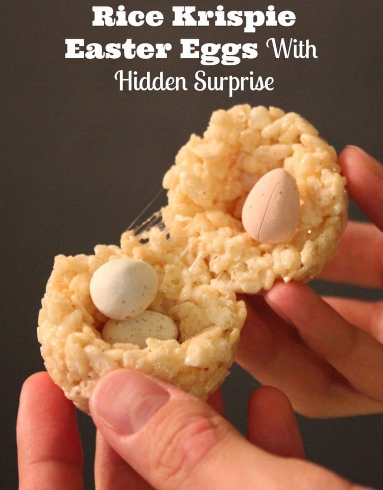 rice krispie easter eggs with hidden surprise