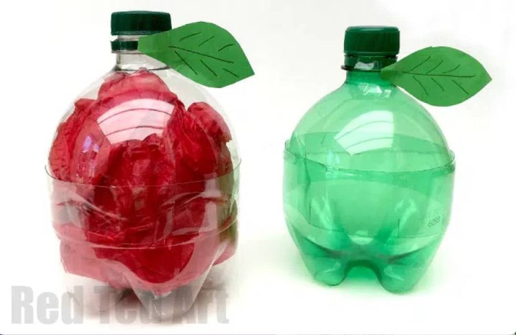 plastic bottle apple shaped gift holder