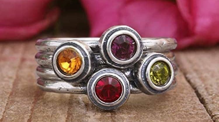 Stacking Sterling Silver Birthstone Ring