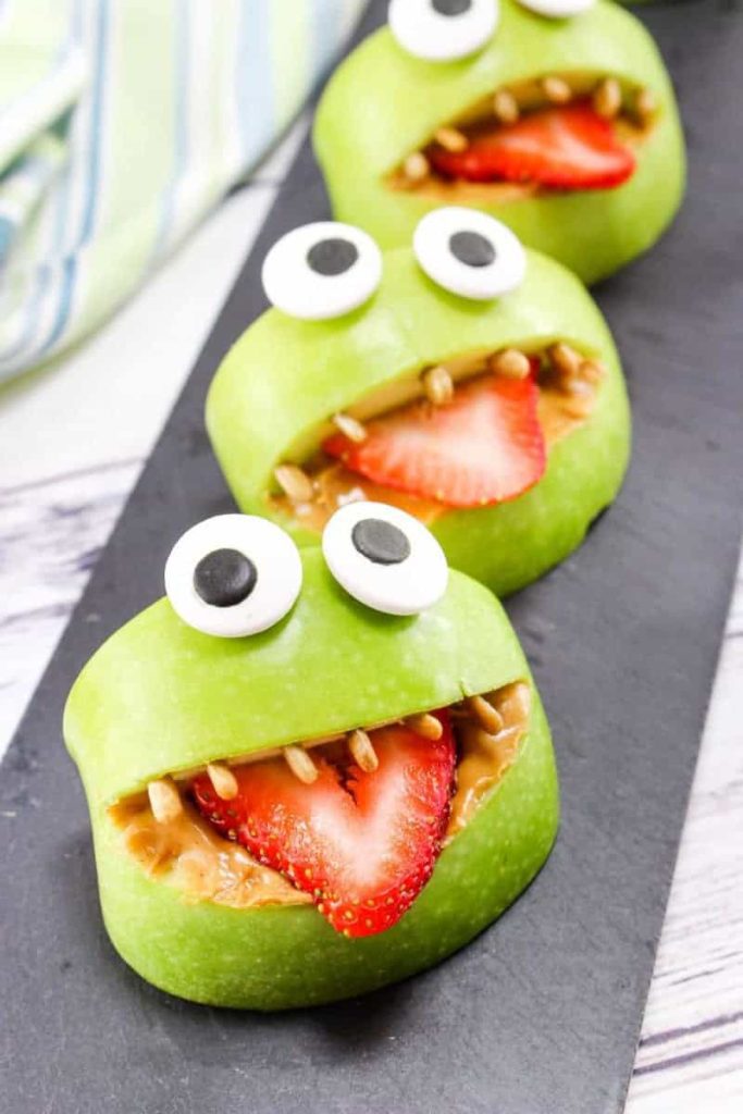cute monster apple bites snack