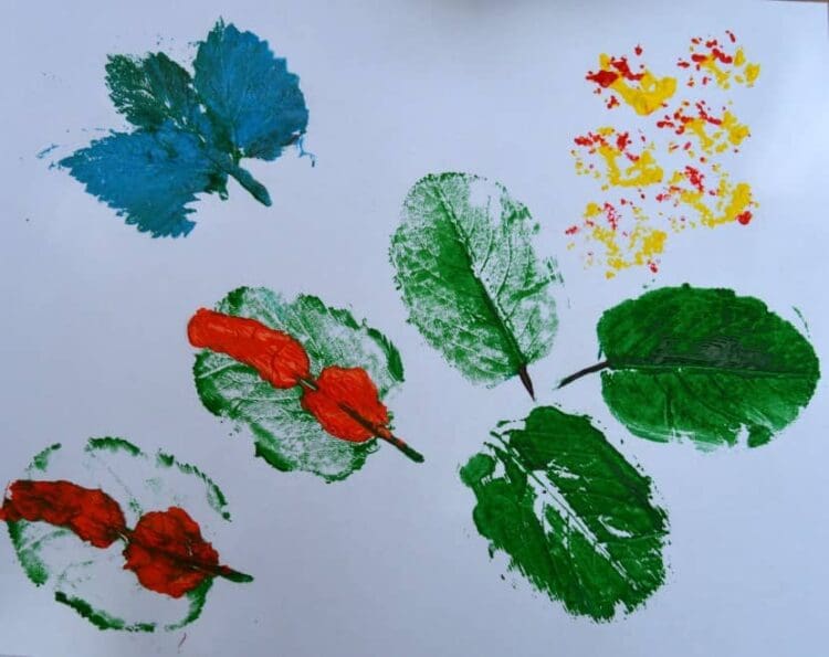 leaf print art for kids